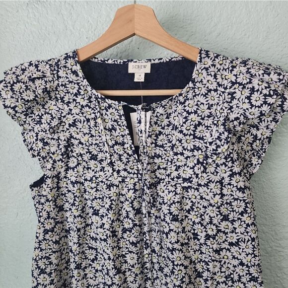 J Crew eyelet sleeveless floral shift dress side pockets lined - Picture 4 of 12